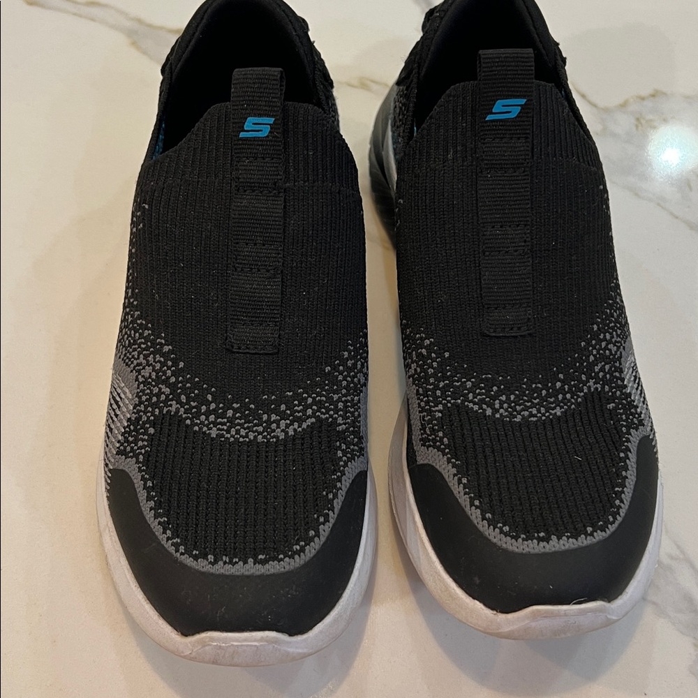 Skechers Black and Gray Slip-On Shoes